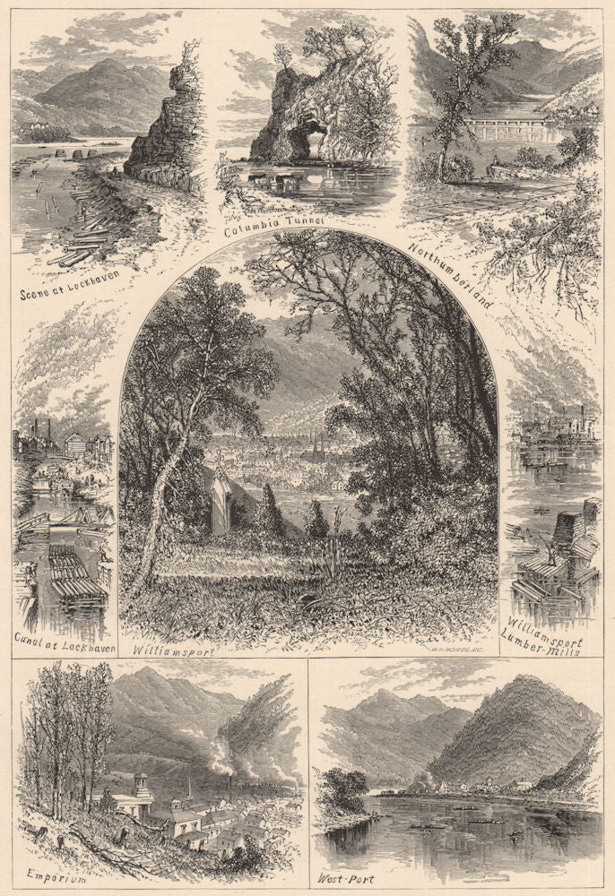 SUSQUEHANNA. Lockhaven Northumberland Williamsport Emporium West Port 1874